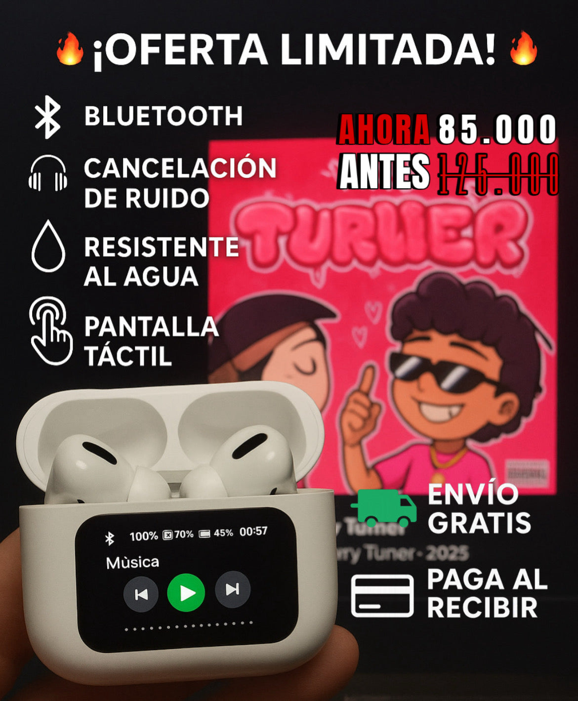 🎧 Audífonos A9 Pro — Pantalla Tactil